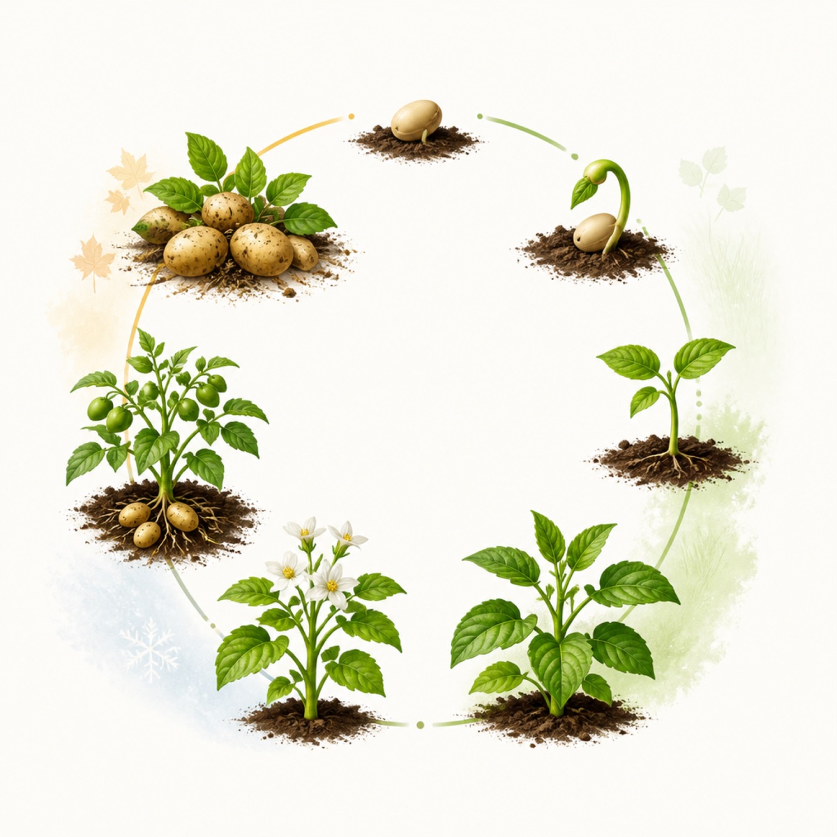 A plant's seasonal cycle from seed to harvest